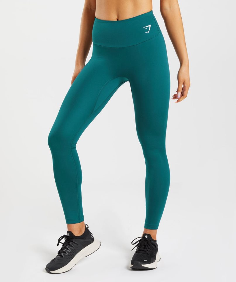 Women's Gymshark Fraction Leggings Turquoise | NZ 9XMAQW